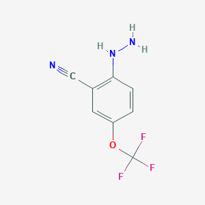 molecular formula C8H6F3N3O B14788989 Benzonitrile, 2-hydrazinyl-5-(trifluoromethoxy)- 