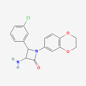 molecular formula C17H15ClN2O3 B14788992 3-Amino-4-(3-chlorophenyl)-1-(2,3-dihydrobenzo[b][1,4]dioxin-6-yl)azetidin-2-one 