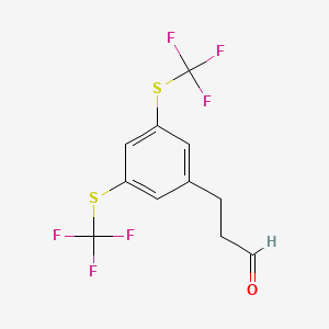 molecular formula C11H8F6OS2 B14789182 (3,5-Bis(trifluoromethylthio)phenyl)propanal 