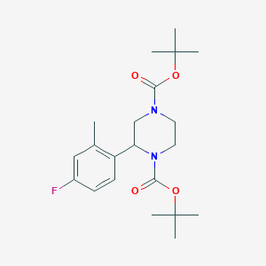 molecular formula C21H31FN2O4 B14789231 Ditert-butyl 2-(4-fluoro-2-methylphenyl)piperazine-1,4-dicarboxylate 