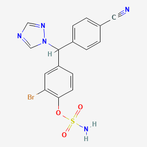 molecular formula C16H12BrN5O3S B14789338 Sulfamic acid, 2-bromo-4-[(4-cyanophenyl)-1H-1,2,4-triazol-1-ylmethyl]phenyl ester 