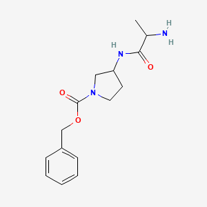 molecular formula C15H21N3O3 B14789547 Benzyl 3-((S)-2-aminopropanamido)pyrrolidine-1-carboxylate 