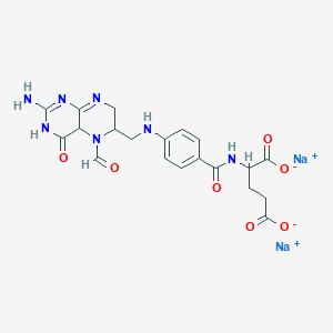 molecular formula C20H21N7Na2O7 B14789589 Disodium;2-[[4-[(2-amino-5-formyl-4-oxo-3,4a,6,7-tetrahydropteridin-6-yl)methylamino]benzoyl]amino]pentanedioate 