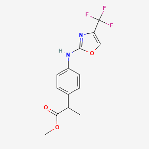 molecular formula C14H13F3N2O3 B14789593 Methyl 2-[4-[[4-(trifluoromethyl)-1,3-oxazol-2-yl]amino]phenyl]propanoate 