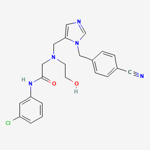 molecular formula C22H22ClN5O2 B14789739 N-(3-Chlorophenyl)-2-(((1-(4-cyanobenzyl)-1H-imidazol-5-yl)methyl)(2-hydroxyethyl)amino)acetamide 