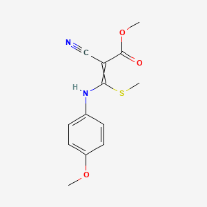molecular formula C13H14N2O3S B14790130 Methyl 2-cyano-3-(4-methoxyanilino)-3-methylsulfanylprop-2-enoate 