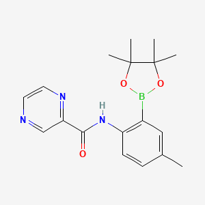 molecular formula C18H22BN3O3 B14790220 N-[4-methyl-2-(4,4,5,5-tetramethyl-1,3,2-dioxaborolan-2-yl)phenyl]pyrazine-2-carboxamide 