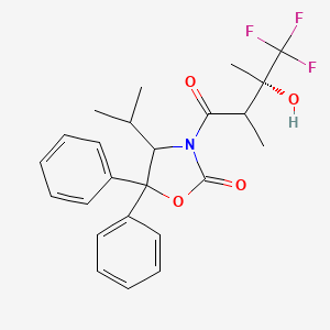 molecular formula C24H26F3NO4 B14790370 5,5-diphenyl-4-propan-2-yl-3-[(3S)-4,4,4-trifluoro-3-hydroxy-2,3-dimethylbutanoyl]-1,3-oxazolidin-2-one 