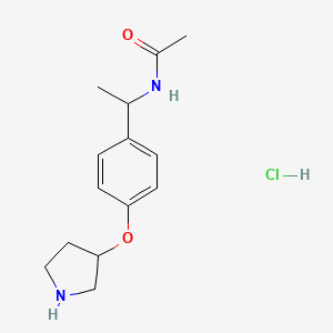 molecular formula C14H21ClN2O2 B14790577 N-((S)-1-(4-((R)-Pyrrolidin-3-yloxy)phenyl)ethyl)acetamide hydrochloride 