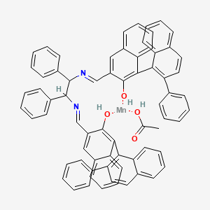 molecular formula C70H52MnN2O4 B14790700 Acetic acid;3-[[2-[[3-hydroxy-4-(2-phenylnaphthalen-1-yl)naphthalen-2-yl]methylideneamino]-1,2-diphenylethyl]iminomethyl]-1-(2-phenylnaphthalen-1-yl)naphthalen-2-ol;manganese 