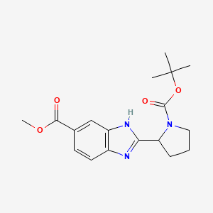 molecular formula C18H23N3O4 B14791399 methyl 2-{1-[(tert-butoxy)carbonyl]pyrrolidin-2-yl}-1H-1,3-benzodiazole-6-carboxylate 