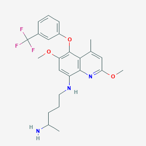 molecular formula C24H28F3N3O3 B14791476 N-[2,6-Dimethoxy-4-methyl-5-[3-(trifluoromethyl)phenoxy]quinolin-8-yl]pentane-1,4-diamine 