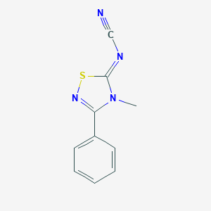 molecular formula C10H8N4S B147916 (4-Methyl-3-phenyl-1,2,4-thiadiazol-5-ylidene)cyanamide CAS No. 138572-15-3