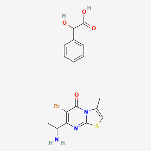molecular formula C17H18BrN3O4S B14791777 7-[(1S)-1-aminoethyl]-6-bromo-3-methyl-thiazolo[3,2-a]pyrimidin-5-one;(2S)-2-hydroxy-2-phenyl-acetic acid 