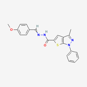 molecular formula C21H18N4O2S B14791811 N'-(4-Methoxybenzylidene)-3-methyl-1-phenyl-1H-thieno[2,3-c]pyrazole-5-carbohydrazide 