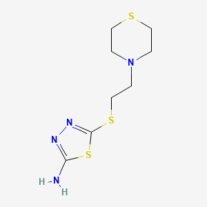 molecular formula C8H14N4S3 B14791890 5-((2-Thiomorpholinoethyl)thio)-1,3,4-thiadiazol-2-amine 