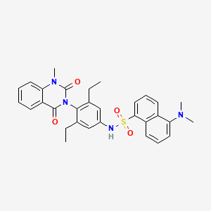 molecular formula C31H32N4O4S B14791920 N-[4-(1,4-Dihydro-1-methyl-2,4-dioxo-3(2H)-quinazolinyl)-3,5-diethylphenyl]-5-(dimethylamino)-1-naphthalenesulfonamide 