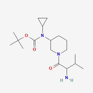 molecular formula C18H33N3O3 B14791992 tert-Butyl ((S)-1-((S)-2-amino-3-methylbutanoyl)piperidin-3-yl)(cyclopropyl)carbamate 
