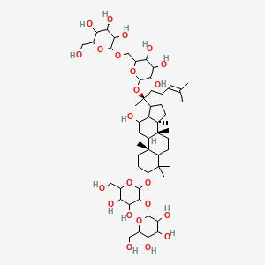 molecular formula C54H92O23 B14792027 2-[[6-[(2S)-2-[(8R,10R,14R)-3-[4,5-dihydroxy-6-(hydroxymethyl)-3-[3,4,5-trihydroxy-6-(hydroxymethyl)oxan-2-yl]oxyoxan-2-yl]oxy-12-hydroxy-4,4,8,10,14-pentamethyl-2,3,5,6,7,9,11,12,13,15,16,17-dodecahydro-1H-cyclopenta[a]phenanthren-17-yl]-6-methylhept-5-en-2-yl]oxy-3,4,5-trihydroxyoxan-2-yl]methoxy]-6-(hydroxymethyl)oxane-3,4,5-triol 