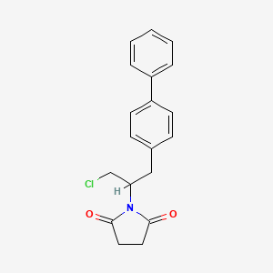 molecular formula C19H18ClNO2 B14792057 1-[1-Chloro-3-(4-phenylphenyl)propan-2-yl]pyrrolidine-2,5-dione 