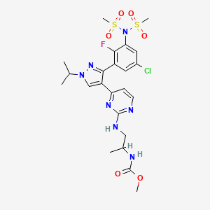 molecular formula C23H29ClFN7O6S2 B14792093 methyl N-[1-[[4-[3-[3-[bis(methylsulfonyl)amino]-5-chloro-2-fluorophenyl]-1-propan-2-ylpyrazol-4-yl]pyrimidin-2-yl]amino]propan-2-yl]carbamate 