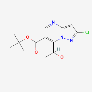 molecular formula C14H18ClN3O3 B14792239 Tert-butyl 2-chloro-7-(1-methoxyethyl)pyrazolo[1,5-a]pyrimidine-6-carboxylate 
