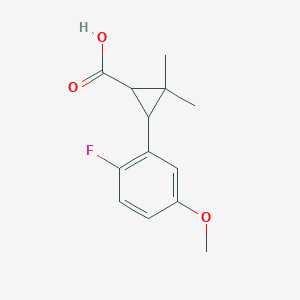 molecular formula C13H15FO3 B14792477 3-(2-Fluoro-5-methoxy-phenyl)-2,2-dimethyl-cyclopropanecarboxylic acid 