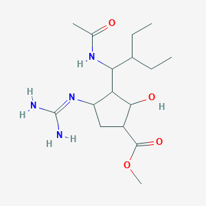 molecular formula C16H30N4O4 B14792602 Methyl 3-(1-acetamido-2-ethylbutyl)-4-(diaminomethylideneamino)-2-hydroxycyclopentane-1-carboxylate 