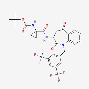 molecular formula C28H27F6N3O5 B14792660 tert-Butyl (R)-(1-((1-(3,5-bis(trifluoromethyl)benzyl)-2,5-dioxo-2,3,4,5-tetrahydro-1H-benzo[b]azepin-3-yl)carbamoyl)cyclopropyl)carbamate 