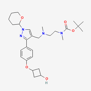 molecular formula C28H42N4O5 B14792665 Carbamic acid, N-[2-[[[3-[4-[(trans-3-hydroxycyclobutyl)oxy]phenyl]-1-(tetrahydro-2H-pyran-2-yl)-1H-pyrazol-4-yl]methyl]methylamino]ethyl]-N-methyl-, 1,1-dimethylethyl ester 