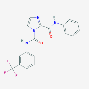 molecular formula C18H13F3N4O2 B147928 1H-Imidazole-1,2-dicarboxamide, N(sup 2)-phenyl-N(sup 1)-(3-(trifluoromethyl)phenyl)- CAS No. 139109-16-3