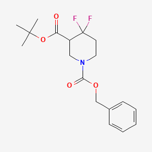 molecular formula C18H23F2NO4 B14792826 Benzyl3-(tert-butoxycarbonyl)-4,4-difluoropiperidine-1-carboxylate 