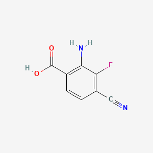 molecular formula C8H5FN2O2 B14792845 2-Amino-4-cyano-3-fluorobenzoic acid 