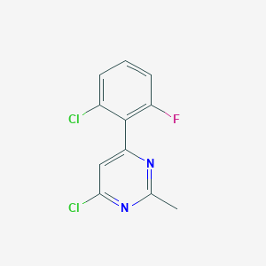 molecular formula C11H7Cl2FN2 B1479293 4-Chloro-6-(2-chloro-6-fluorophenyl)-2-methylpyrimidine CAS No. 2097968-34-6