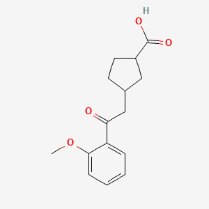 molecular formula C15H18O4 B14792938 cis-3-[2-(2-Methoxyphenyl)-2-oxoethyl]-cyclopentane-1-carboxylic acid 