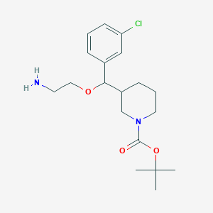 molecular formula C19H29ClN2O3 B14792967 Tert-butyl 3-[2-aminoethoxy-(3-chlorophenyl)methyl]piperidine-1-carboxylate 