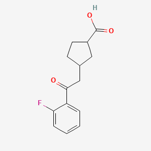 molecular formula C14H15FO3 B14793239 cis-3-[2-(2-Fluorophenyl)-2-oxoethyl]-cyclopentane-1-carboxylic acid 