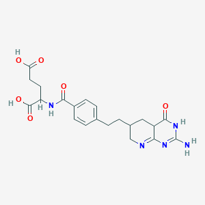 molecular formula C21H25N5O6 B14793266 N-{4-[2-(2-Amino-4-oxo-4,4a,5,6,7,8-hexahydropyrido[2,3-d]pyrimidin-6-yl)ethyl]benzoyl}glutamic acid 
