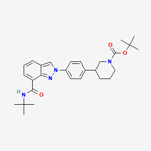 molecular formula C28H36N4O3 B14793304 tert-butyl (3S)-3-{4-[7-(tert-butylcarbamoyl)-2H-indazol-2-yl]phenyl}piperidine-1-carboxylate 