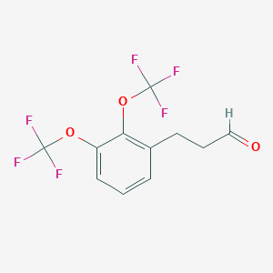 molecular formula C11H8F6O3 B14793372 (2,3-Bis(trifluoromethoxy)phenyl)propanal 