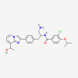 molecular formula C28H31ClN4O3 B14793406 N-[1-amino-3-[4-[8-(1-hydroxyethyl)imidazo[1,2-a]pyridin-2-yl]phenyl]propan-2-yl]-3-chloro-4-propan-2-yloxybenzamide 