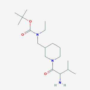 molecular formula C18H35N3O3 B14793477 tert-Butyl ((1-((S)-2-amino-3-methylbutanoyl)piperidin-3-yl)methyl)(ethyl)carbamate 