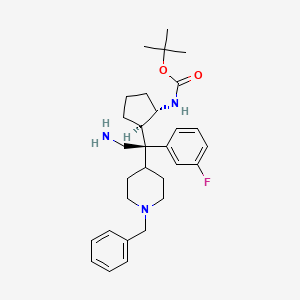 molecular formula C30H42FN3O2 B14793539 tert-Butyl ((1S,2R)-2-((S)-2-amino-1-(1-benzylpiperidin-4-yl)-1-(3-fluorophenyl)ethyl)cyclopentyl)carbamate 