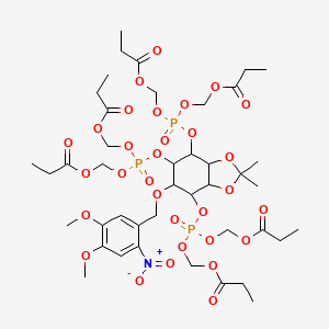 molecular formula C42H64NO31P3 B14793546 D-myo-Inositol, 6-O-[(4,5-dimethoxy-2-nitrophenyl)methyl]-2,3-O-(1-methylethylidene)-, 1,4,5-tris[bis[(1-oxopropoxy)methyl] phosphate] 