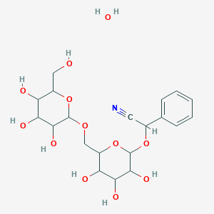 molecular formula C20H29NO12 B14793574 2-Phenyl-2-[3,4,5-trihydroxy-6-[[3,4,5-trihydroxy-6-(hydroxymethyl)oxan-2-yl]oxymethyl]oxan-2-yl]oxyacetonitrile;hydrate 