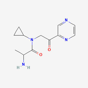 molecular formula C12H16N4O2 B14793907 (2S)-2-Amino-N-cyclopropyl-N-[2-oxo-2-(pyrazin-2-YL)ethyl]propanamide 