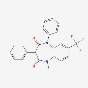 molecular formula C23H17F3N2O2 B14793911 1H-1,5-Benzodiazepine-2,4(3H,5H)-dione, 1-methyl-3,5-diphenyl-7-(trifluoromethyl)- 