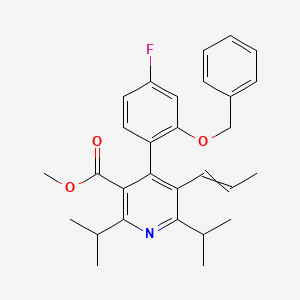 molecular formula C29H32FNO3 B14794067 Methyl 4-(4-fluoro-2-phenylmethoxyphenyl)-2,6-di(propan-2-yl)-5-prop-1-enylpyridine-3-carboxylate 