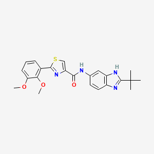 molecular formula C23H24N4O3S B14794099 N-(2-(tert-Butyl)-1H-benzo[d]imidazol-6-yl)-2-(2,3-dimethoxyphenyl)thiazole-4-carboxamide 