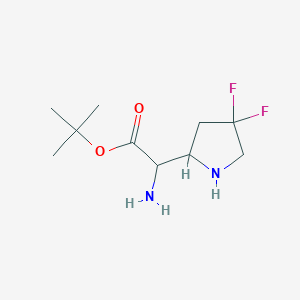 molecular formula C10H18F2N2O2 B14794263 Tert-butyl 2-amino-2-(4,4-difluoropyrrolidin-2-yl)acetate 